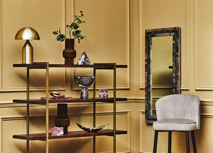 Brando Acacia Veneer 4 Tier Shelf Unit with Antique Brass Frame