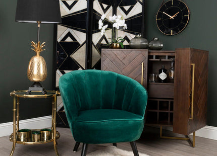 Brando Acacia Veneer Drinks Cabinet with Antique Brass Finish Legs