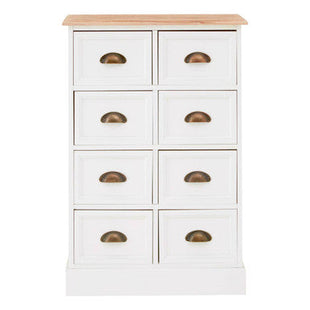 Austin White and Natural Wooden 8 Drawer Chest