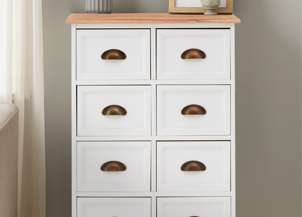 Austin White and Natural Wooden 8 Drawer Chest
