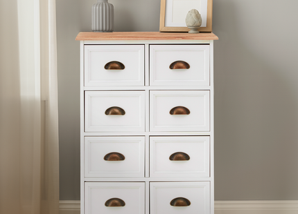 Austin White and Natural Wooden 8 Drawer Chest