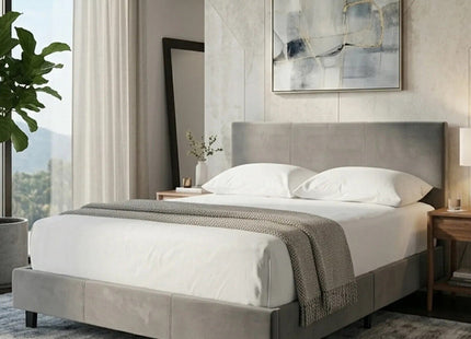 Napoli Grey Velvet King Bed