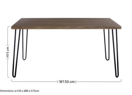Borough Natural Wood Effect Dining Table with Black Metal Base