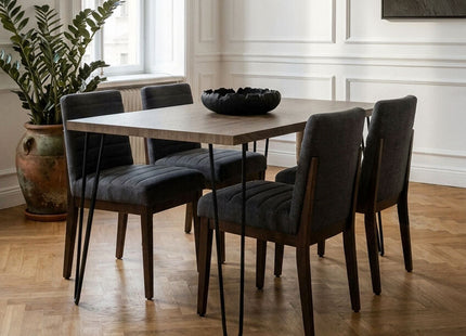 Borough Natural Wood Effect Dining Table with Black Metal Base