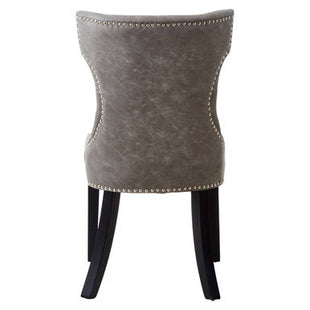 Daxton Grey Leather Effect Button Tufted Dining Chair