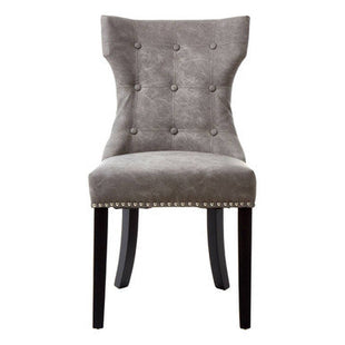 Daxton Grey Leather Effect Button Tufted Dining Chair