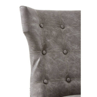 Daxton Grey Leather Effect Button Tufted Dining Chair