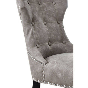 Daxton Grey Leather Effect Button Tufted Dining Chair