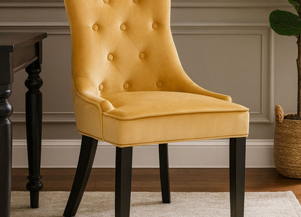 Daxton Ochre Velvet Button Tufted Dining Chair