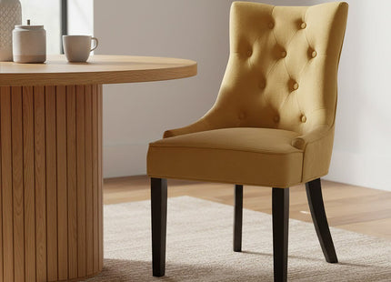 Daxton Ochre Velvet Button Tufted Dining Chair