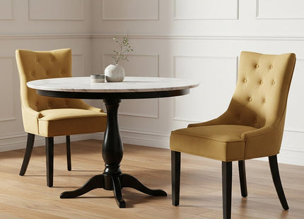 Daxton Ochre Velvet Button Tufted Dining Chair