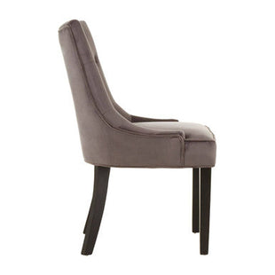 Daxton Dark Grey Velvet Button Tufted Dining Chair