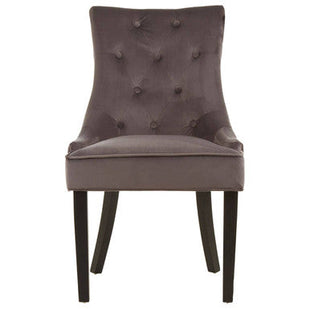 Daxton Dark Grey Velvet Button Tufted Dining Chair