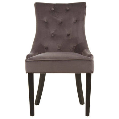 Daxton Dark Grey Velvet Button Tufted Dining Chair
