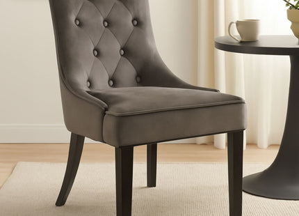 Daxton Dark Grey Velvet Button Tufted Dining Chair