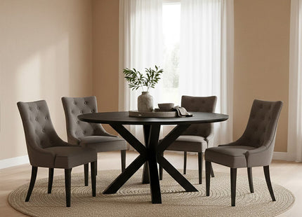 Daxton Dark Grey Velvet Button Tufted Dining Chair