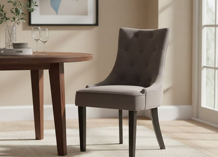 Daxton Dark Grey Velvet Button Tufted Dining Chair