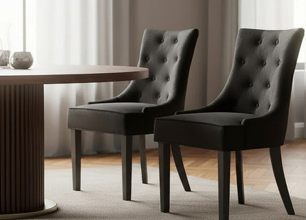 Daxton Black Velvet Button Tufted Dining Chair