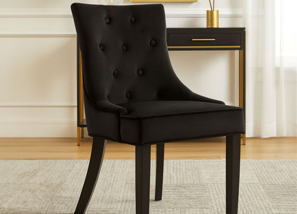 Daxton Black Velvet Button Tufted Dining Chair