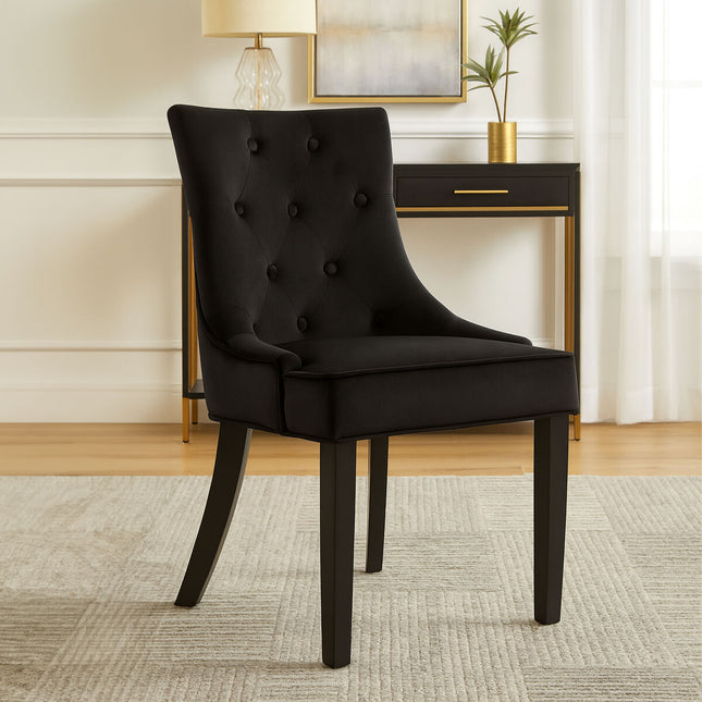 Daxton Black Velvet Button Tufted Dining Chair