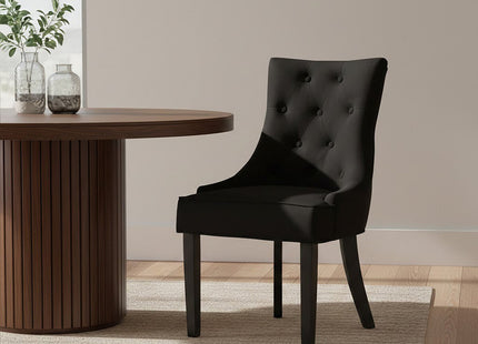 Daxton Black Velvet Button Tufted Dining Chair