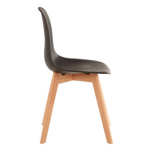 Stockholm Black Moulded Plastic Dining Chair with Wood Legs