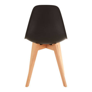 Stockholm Black Moulded Plastic Dining Chair with Wood Legs