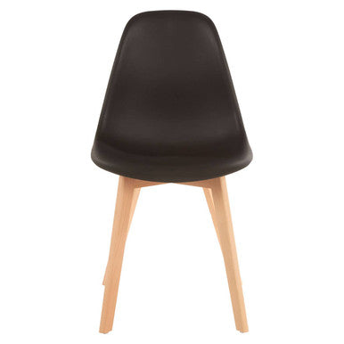 Stockholm Black Moulded Plastic Dining Chair with Wood Legs