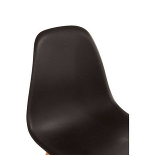 Stockholm Black Moulded Plastic Dining Chair with Wood Legs
