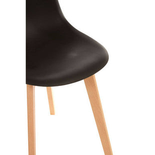Stockholm Black Moulded Plastic Dining Chair with Wood Legs