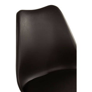 Stockholm Black Moulded Plastic Dining Chair with Faux Leather Seat and Splayed Wood Legs