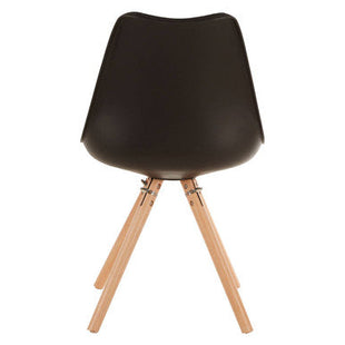 Stockholm Black Moulded Plastic Dining Chair with Faux Leather Seat and Wood Legs