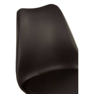 Stockholm Black Moulded Plastic Dining Chair with Faux Leather Seat and Wood Legs
