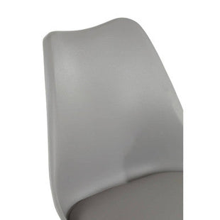 Stockholm Grey Moulded Plastic Dining Chair with Faux Leather Seat and Wood Legs