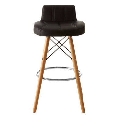 Stockholm Black Leather Effect Bar Stool with Wood Legs