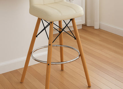 Stockholm White Leather Effect Bar Stool with Wood Legs