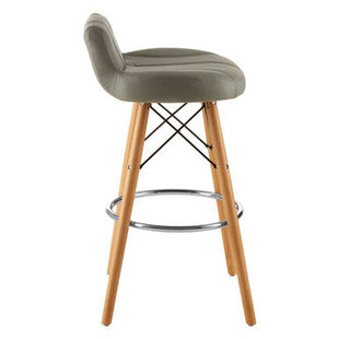 Stockholm Light Grey Leather Effect Bar Stool with Wood Legs