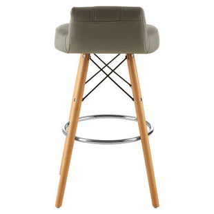 Stockholm Light Grey Leather Effect Bar Stool with Wood Legs