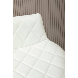 Stockholm White Leather Effect Quilted Bar Stool with Wood Legs
