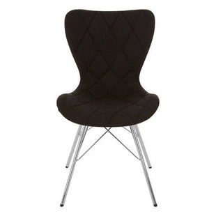 Stockholm Black Leather Effect Quilted Dining Chair with Chrome Finish Legs