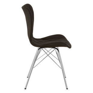 Stockholm Black Leather Effect Quilted Dining Chair with Chrome Finish Legs