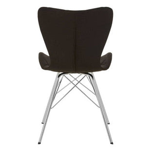 Stockholm Black Leather Effect Quilted Dining Chair with Chrome Finish Legs