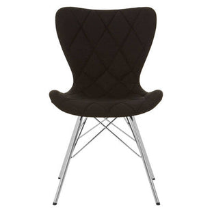 Stockholm Black Leather Effect Quilted Dining Chair with Chrome Finish Legs