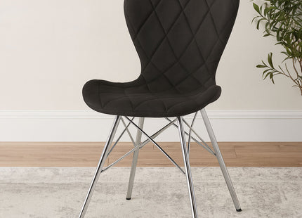 Stockholm Black Leather Effect Quilted Dining Chair with Chrome Finish Legs
