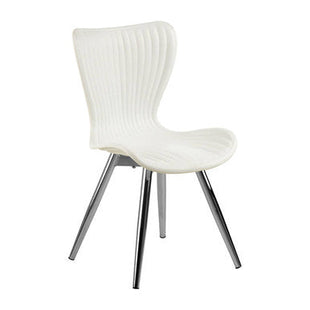 Stockholm White Moulded Plastic Dining Chair with Chrome Finish Legs
