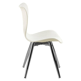 Stockholm White Moulded Plastic Dining Chair with Chrome Finish Legs