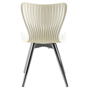 Stockholm White Moulded Plastic Dining Chair with Chrome Finish Legs
