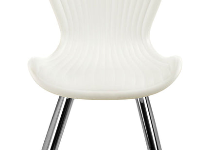 Stockholm White Moulded Plastic Dining Chair with Chrome Finish Legs