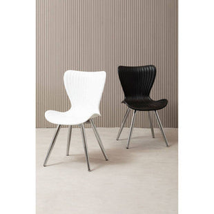 Stockholm White Moulded Plastic Dining Chair with Chrome Finish Legs