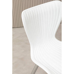 Stockholm White Moulded Plastic Dining Chair with Chrome Finish Legs